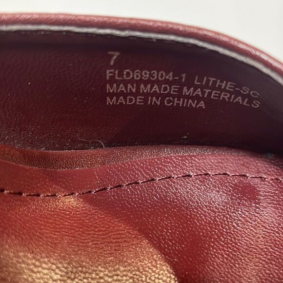 Revol Burgundy Square Toe Slip-On Heeled Mules Sculpted Heel Sandal Women’s Sz 7 - Picture 9 of 10